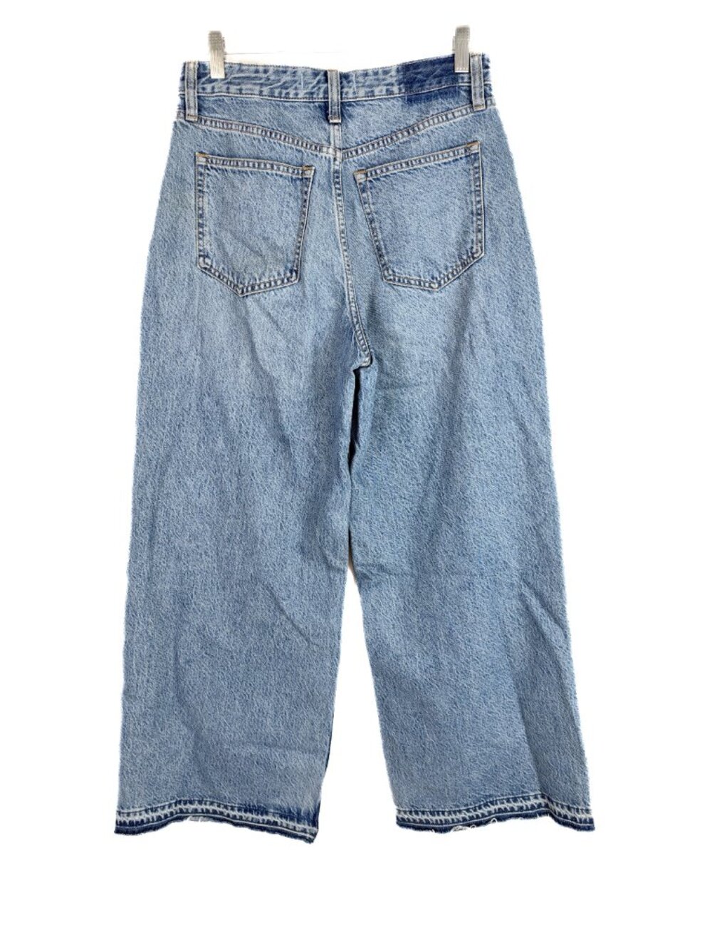 Abercrombie & Fitch Curve Love High Rise Wide Leg Jeans RawHem Size 26 SHORT EUC - Picture 6 of 9